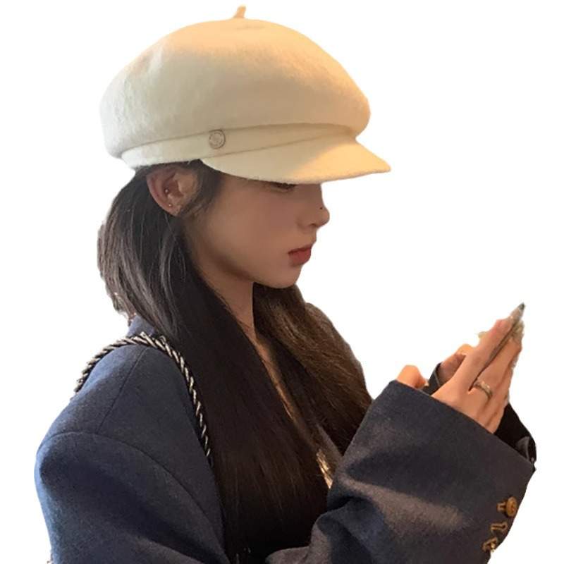 韓国風ベレー帽56-58cm｜ゆったり・つば付・冬にあったかい・小顔効果・レディースファッション|undefined