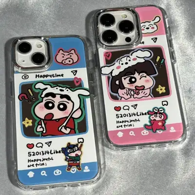 かわいいアニメ園児のカップル向けスマホケース！