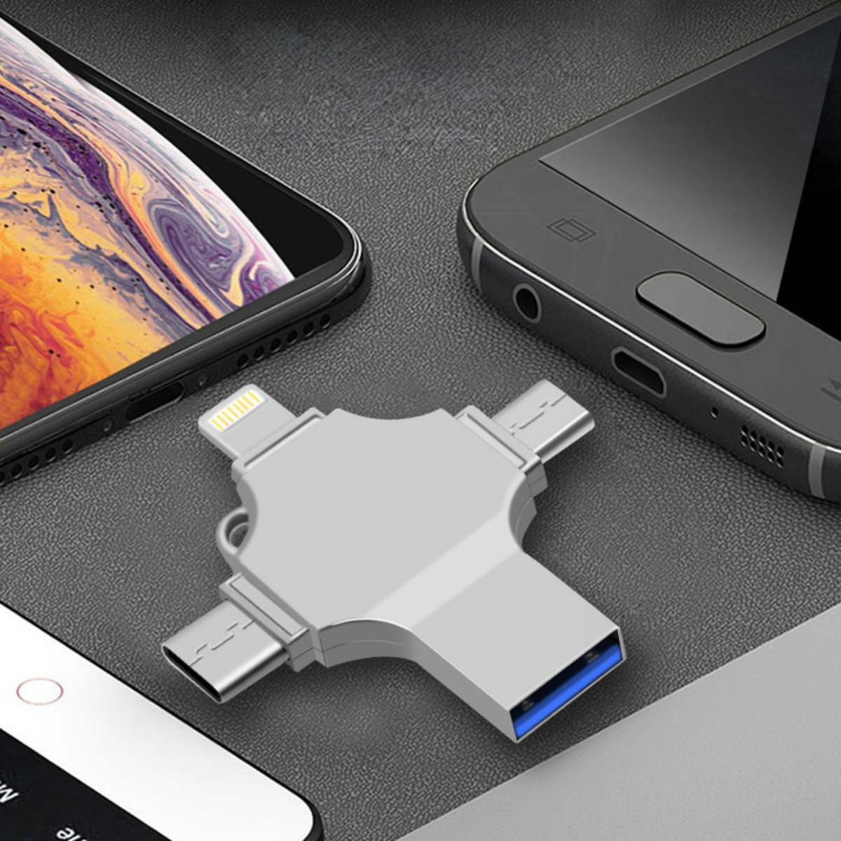 iPhone USBメモリー 64GB 最新版 フラッシュドライブ 4in1 3.0高速Phone usbメモリー フラッシュドライブ アイフォン用メモリ IOS