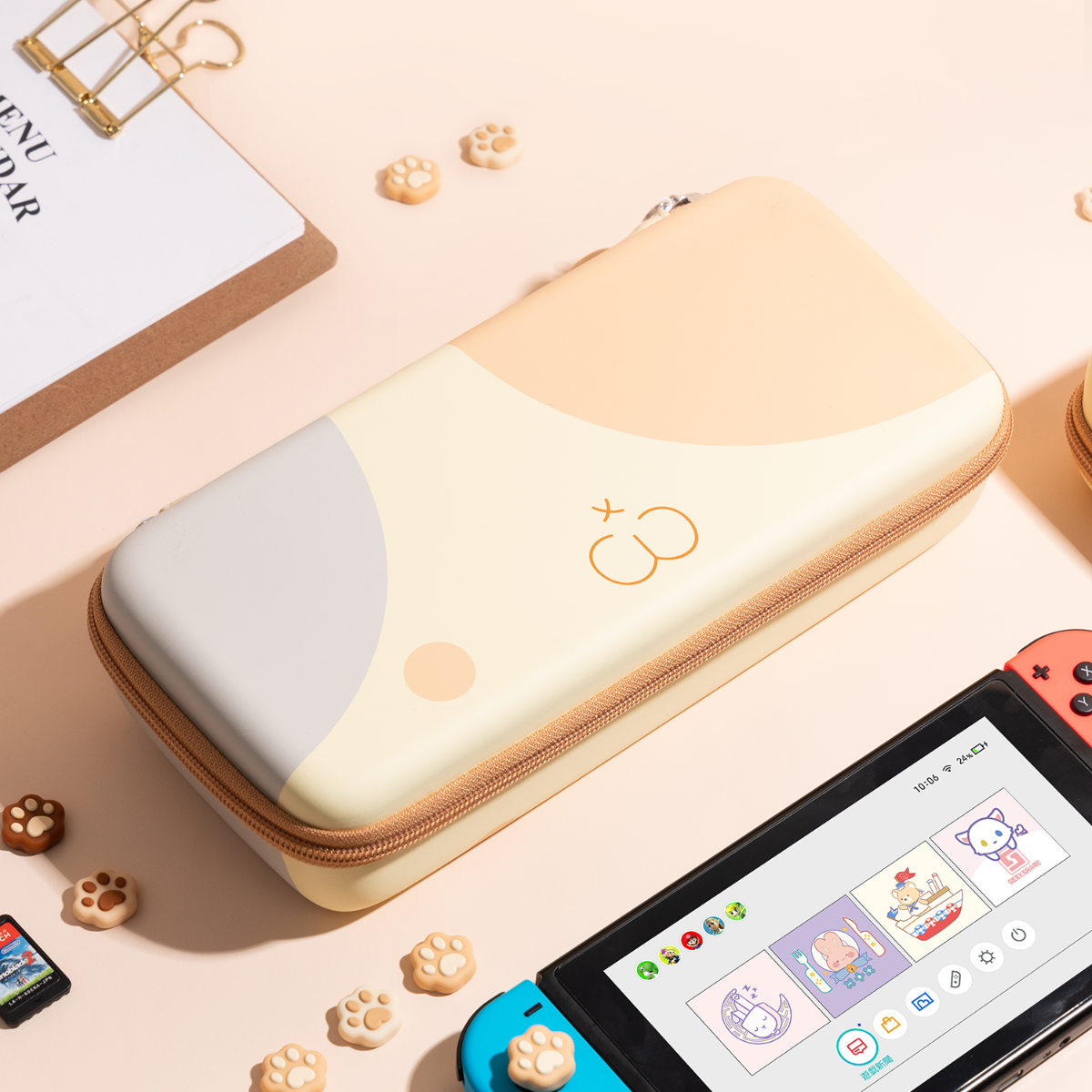 任天堂スイッチ収納ハードケース｜可愛い猫耳付き・NS/OLED保護カバー・カード収納・NS周辺アクセサリー|undefined