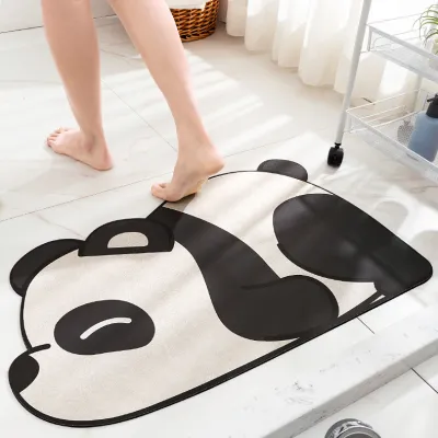 珪藻土パンダ浴室マット| 柔らかく弱吸水型・強力滑り止め、壁に貼り付け可能・40×60cm
